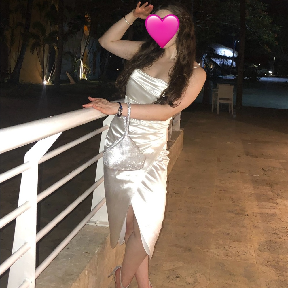 Elegant White Satin Dress